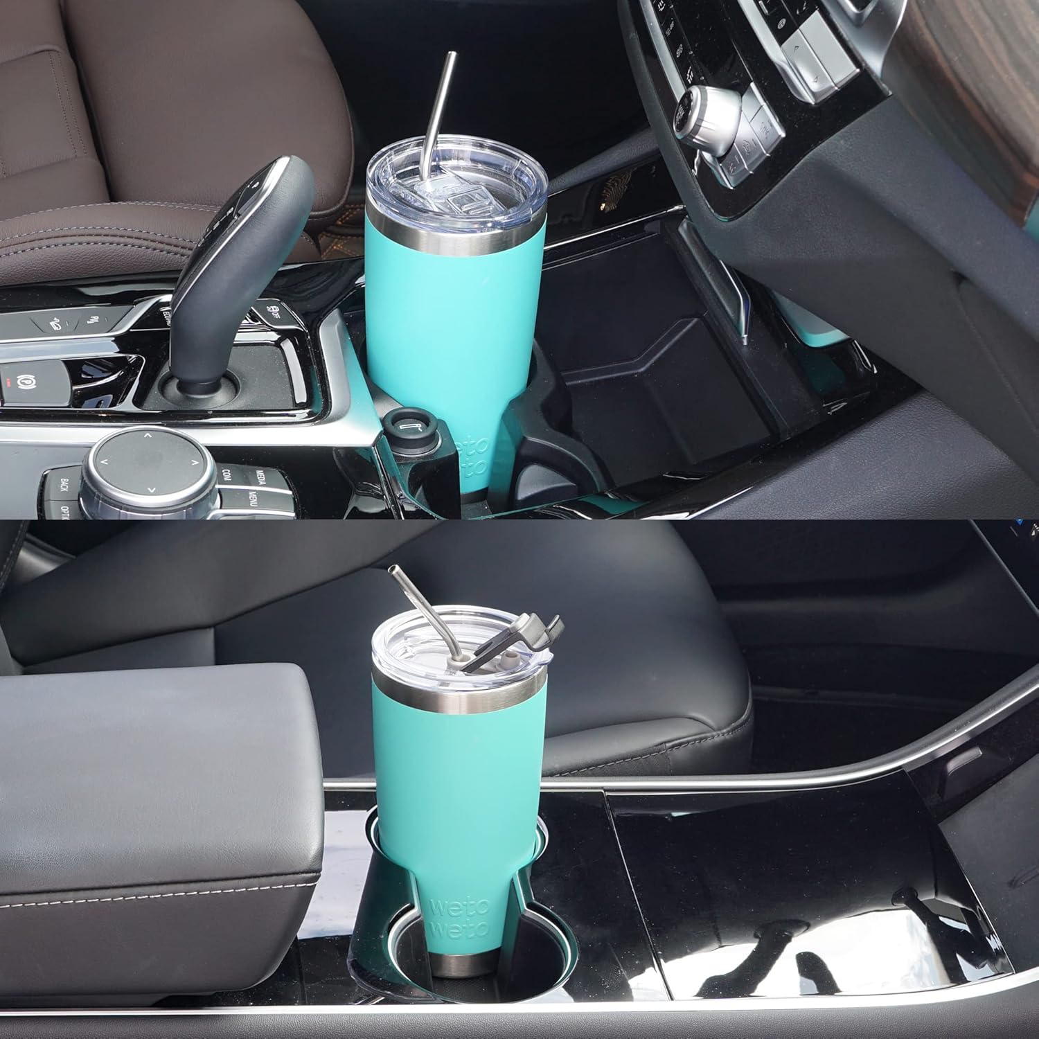 WETOWETO 20oz Tumbler with 2 lids and 2 straws, Stainless Steel Vacuum Insulated Coffee Tumbler Cup, Double Wall Powder Coated Travel Mug (Cyan, 1 Pack) - Image 6