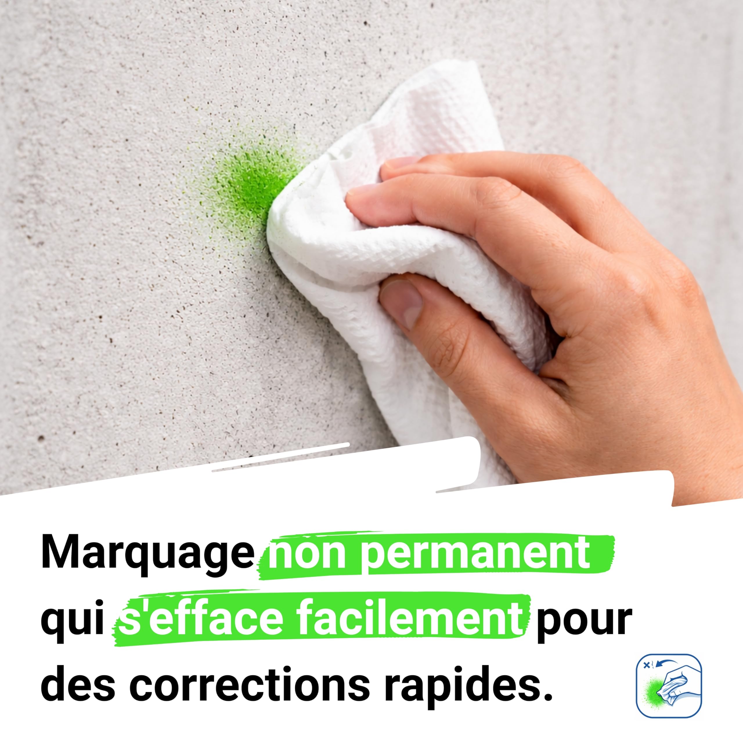 Edding Marqueur spray 8870 pour trous de perçage et zones inaccessibles – 5 Marqueurs à craie vert effaçables jusqu’à 50 mm de profondeur, pour pro & bricolage - Utilisation jusqu’à 250 pulvérisations