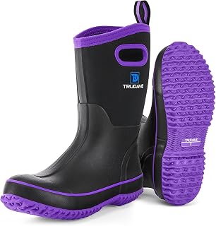 Trudave Women's Waterproof Neoprene Rain Boots - Insulated Mid-Calf Mud Boots for Hunting, Gardening, Farming, Fishing | Sizes 5-11