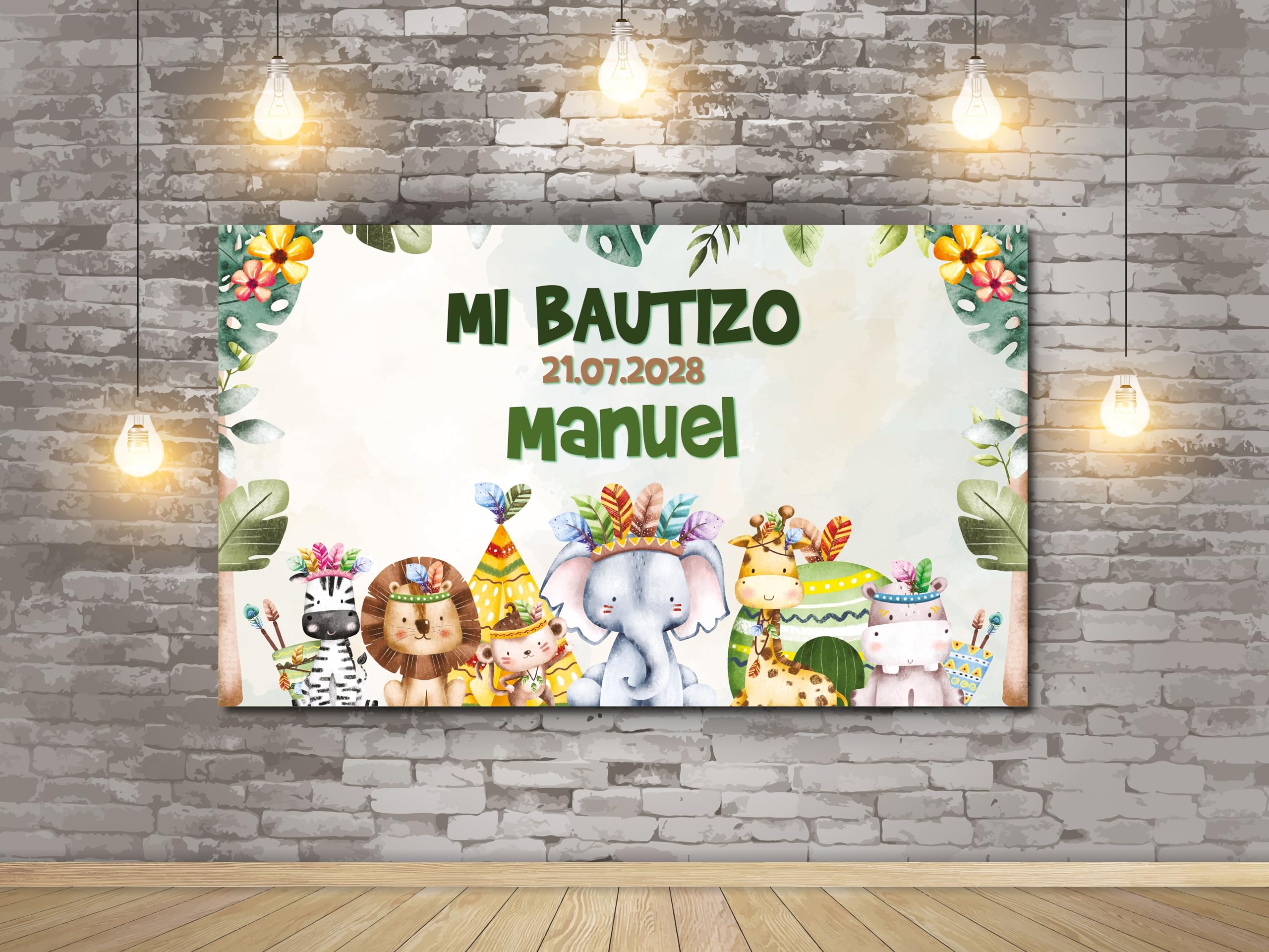 Oedim Photocall en Lona para Bautizo Animales, 300x200cm, Photocall Decorativo para Eventos o Celebraciones puntuales