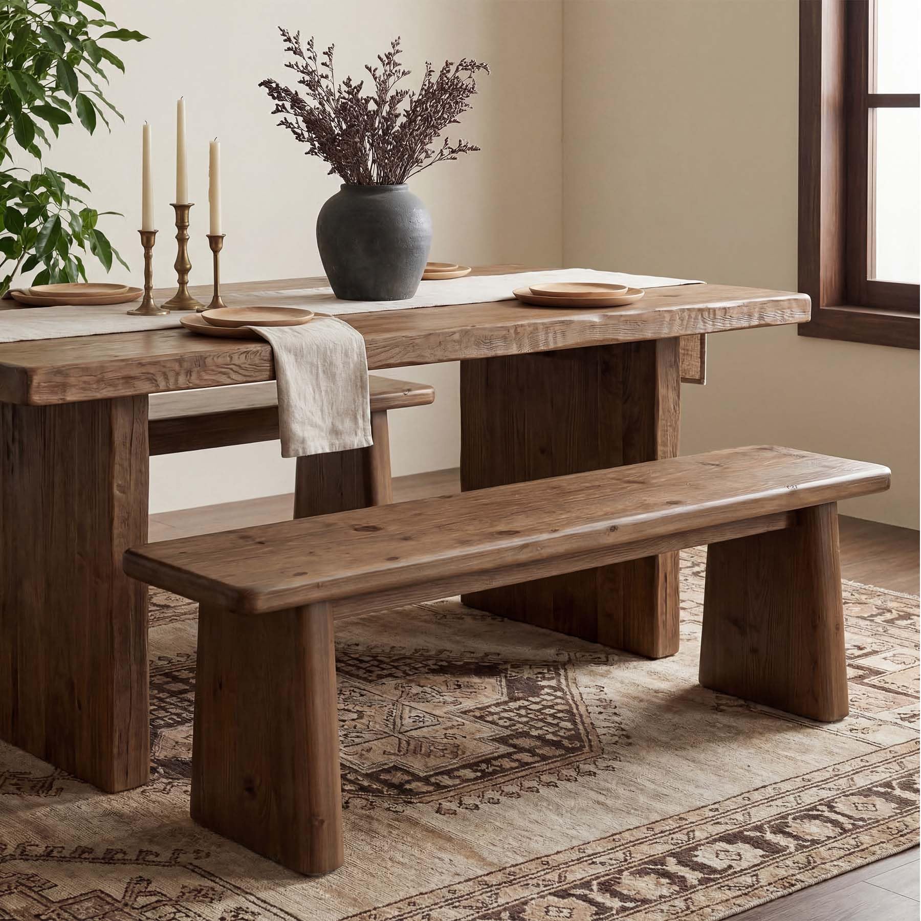 55.1" Solid Wood Entryway Bench, Rustic Shoe Bench for Mudroom Hallway, End of Bed & Dining Kitchen Benches, Easy Assembly, Espresso