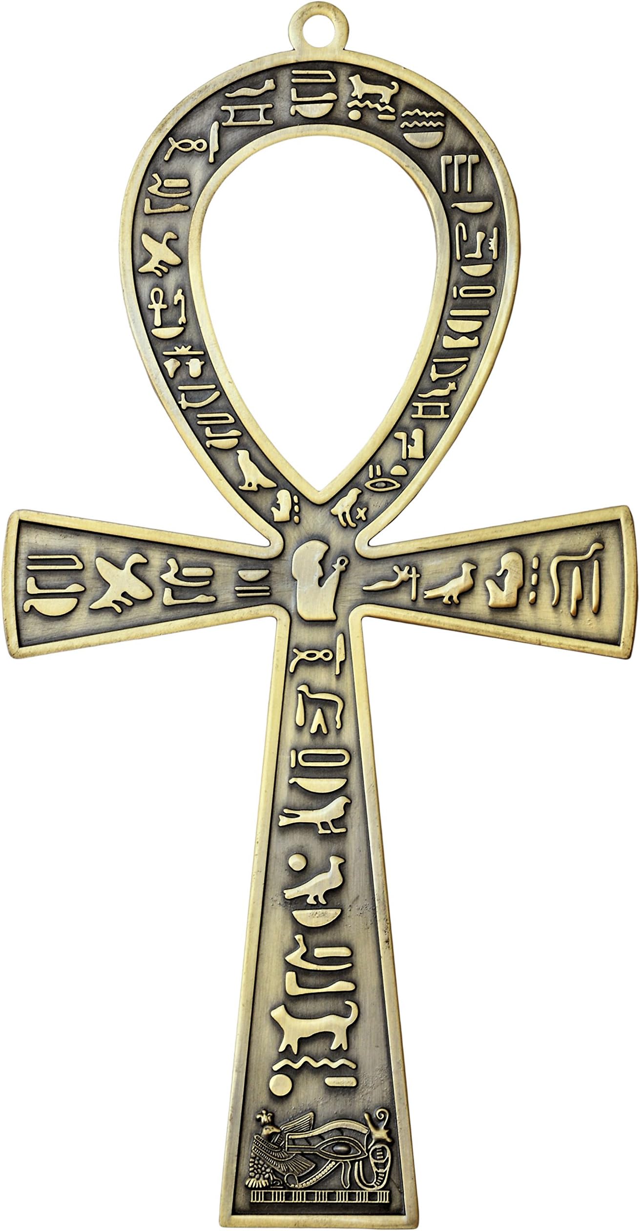 NileCart 8.5" Large metal Egyptian ANKH cross - ANKH Wall Art made in Egypt (Antique Brass)