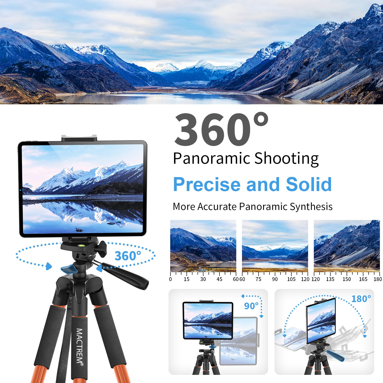 Treppiede Smarthphone, Nuovo 165cm/65in Treppiedi Fotocamera Cavalletto Smartphone per iPhone/Samsung/Huawei/iPad/Reflex, Cavalletto Telefono con Supporto Telefono e Telecomando Bluetooth,Arancio