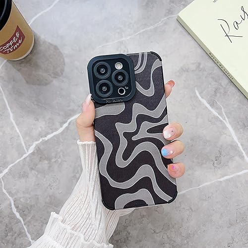 Miniatura 4 de Funda diseñada para iPhone 13 Pro Max, piel sintética suave TPU y bonito arte ondulado pintado para mujeres y niñas, protector delgado a prueba de