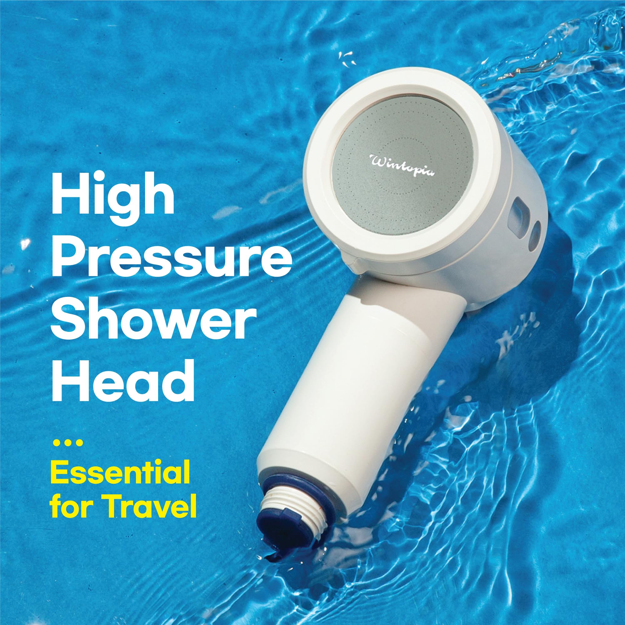 Wintopia Travel Essential for Compact and easy to carry, High-Pressure Handheld Shower head with Effective replacement filter for removing rust and harmful substances, Good for dry skin and hair
