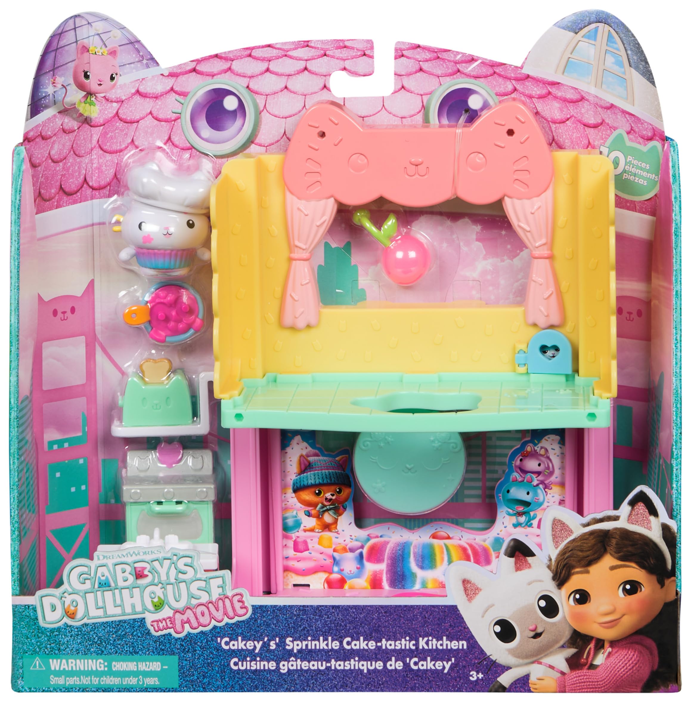 La Casa de Muñecas de Gabby - Pack Cocina de Pastelillo de La Película de Gabby's Dollhouse con Figura + 7 Accesorios + Juguete Sorpresa - Juguetes Niña 3 años + - Regalo Niña 3 años +