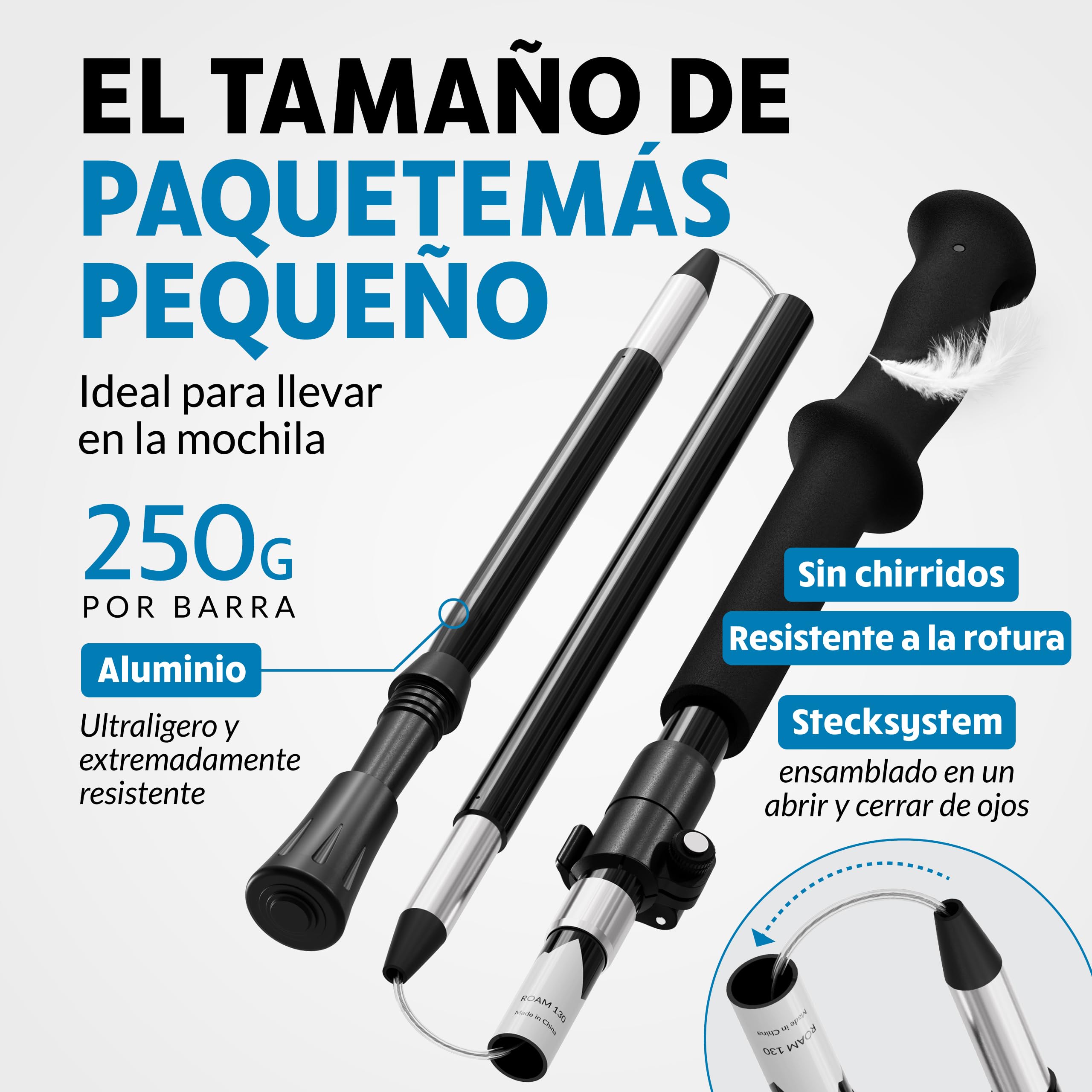 Terra Peak® Bastones de Senderismo (Plegables) telescópicos de Aluminio (ultraligeros, Extensibles) - Palos Trekking, Nordic Walking y Trail Running para Hombre y Mujer (con Toalla Gratis)