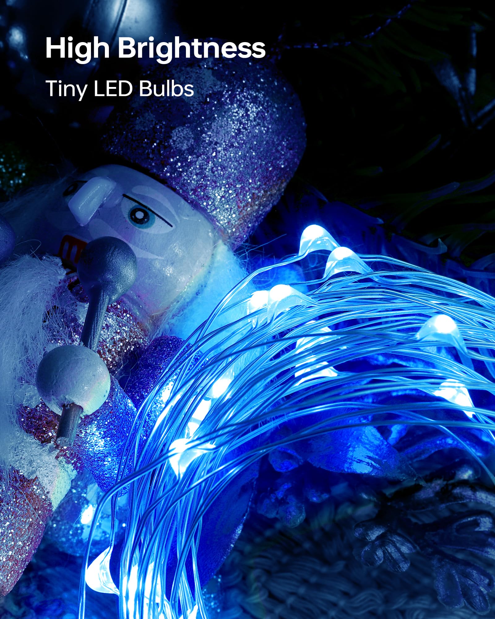 Blingstar Fairy Lights Battery Operated Christmas Lights 2 Pack 19.6Ft 60LED Mini String Lights Silver Wire Small Decorative Lights for Christmas Tree Bedroom Party Tabletop Garland Crafts, Blue