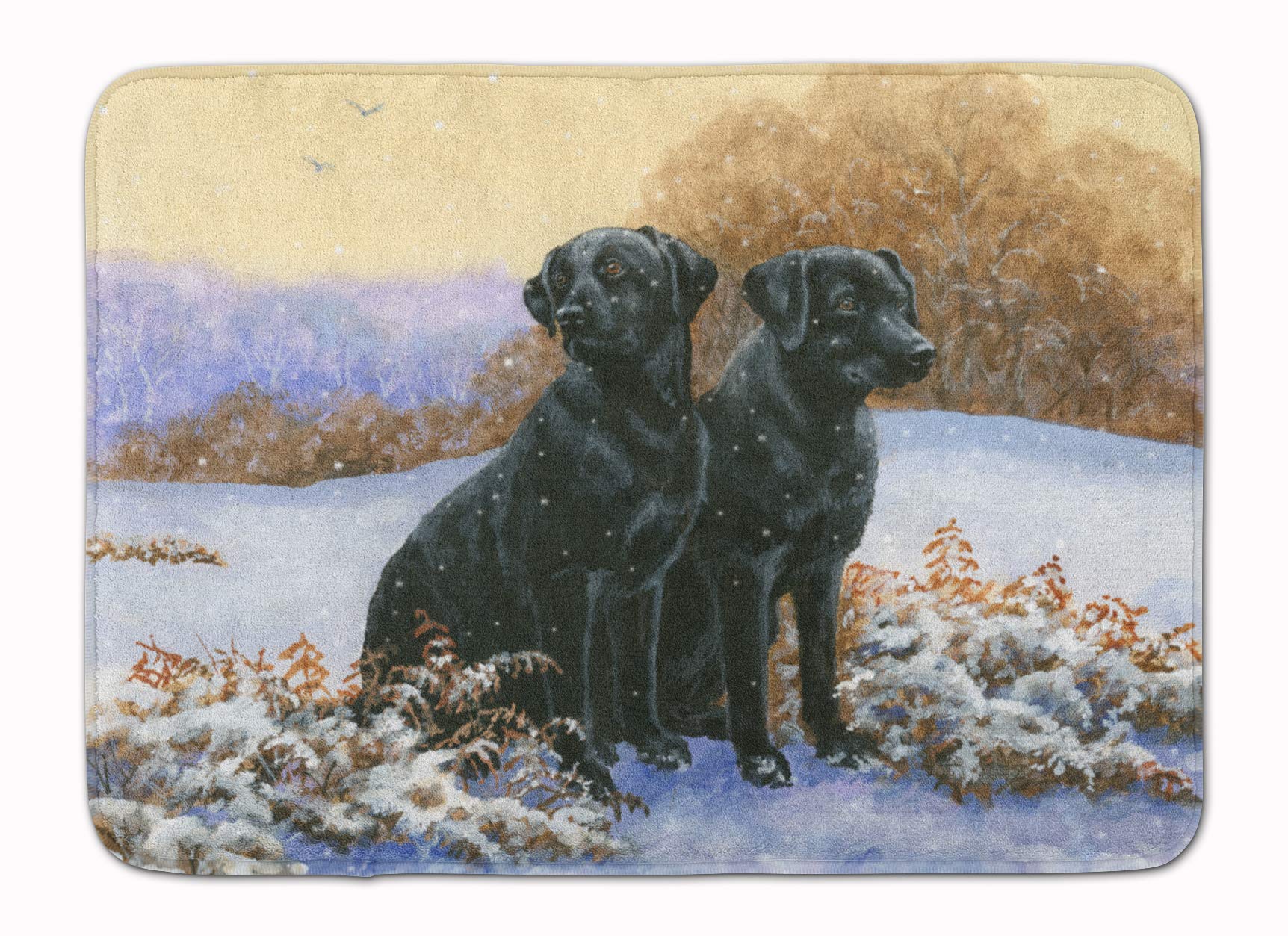Caroline's Treasures BDBA0450RUG Black Labradors in The Snow Machine Washable Memory Foam Mat, Bathroom Rug, Non-Slip Bath Mat, Durable Thick Washable Rugs for Kitchen, Bathroom Quick Dry, Decorative