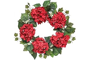 18-20Inch Burgundy Hydrangea Front Door Wreath