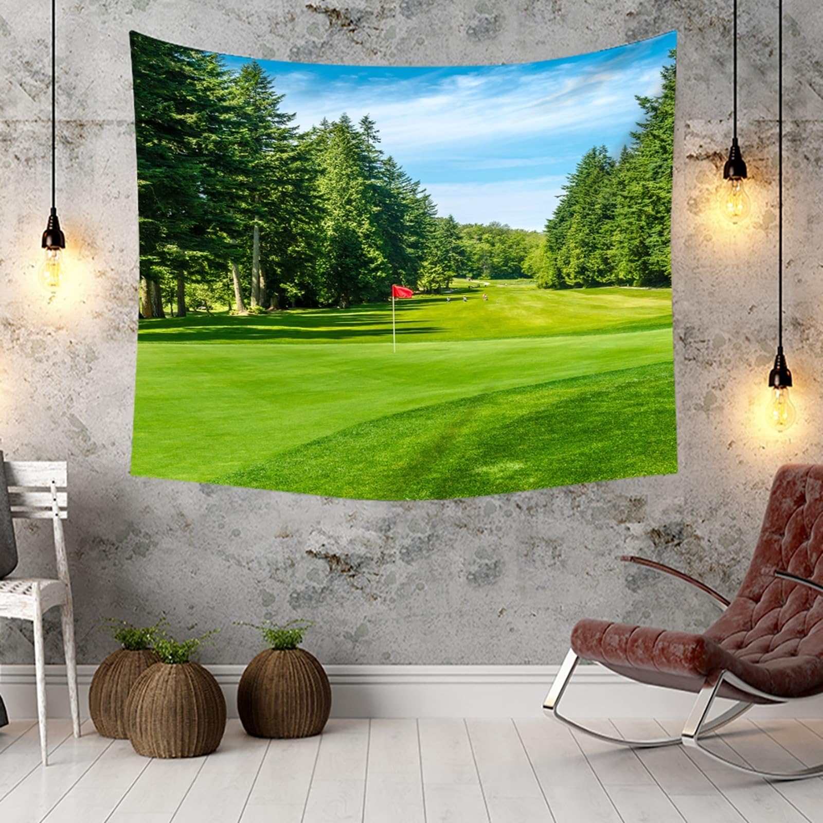KnSam Wandbehang 260x240cm, Natur Landschaft Wandteppich Wieses Wald Wandtuch Polyester Tuch für Schlafzimmer Wohnzimmer, Grün