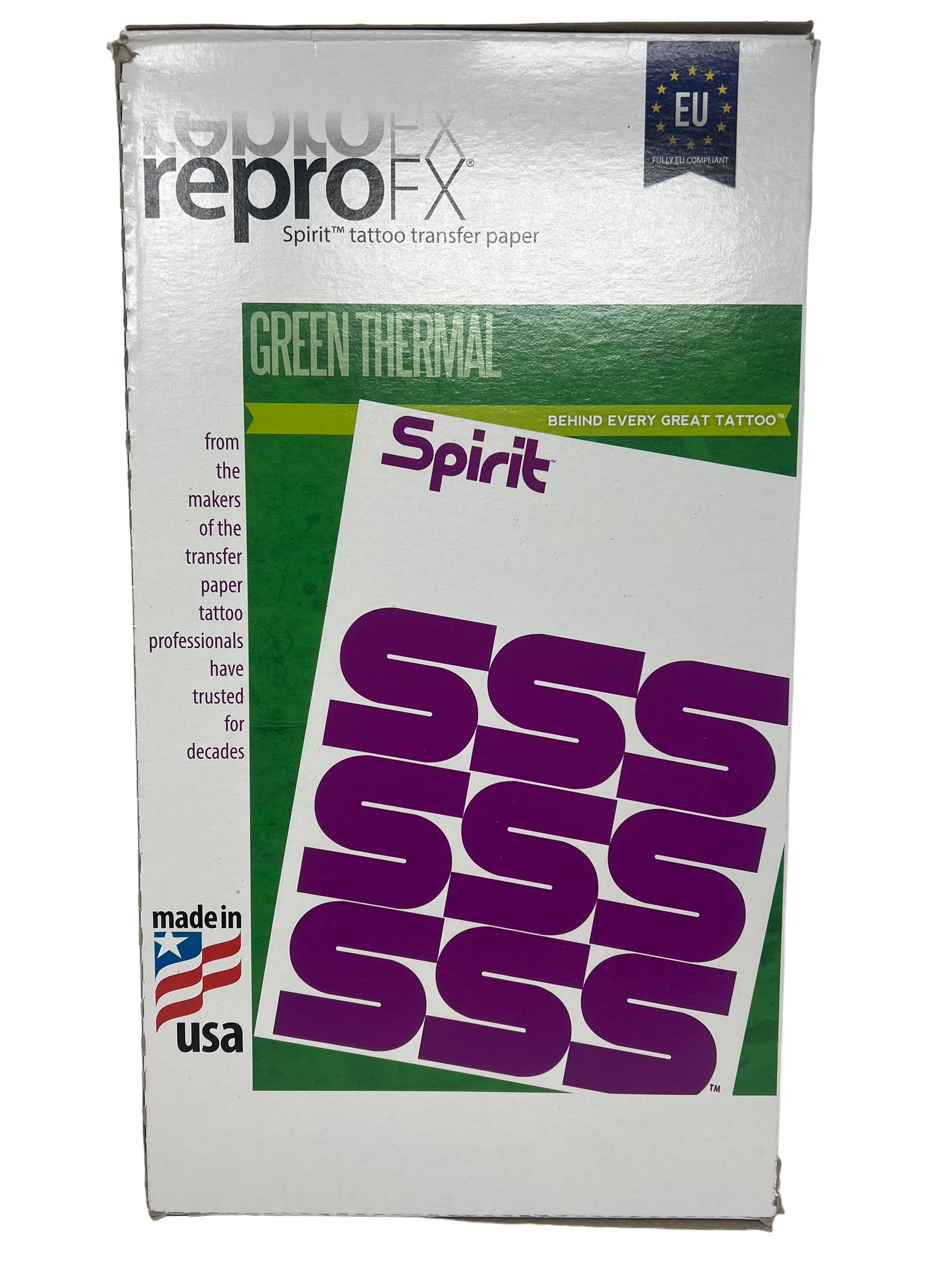 Repro FX Spirit Green - Papel térmico A3 para impresora A4, 100 unidades, extra largo, INKgrafiX® Alemania, IG64097, papel de matriz, sello de papel, impresión DE