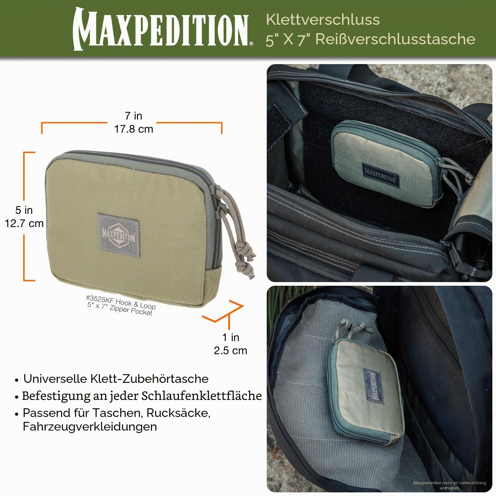 Maxpedition Hook & Loop 5 x 7 Zipper Pocket