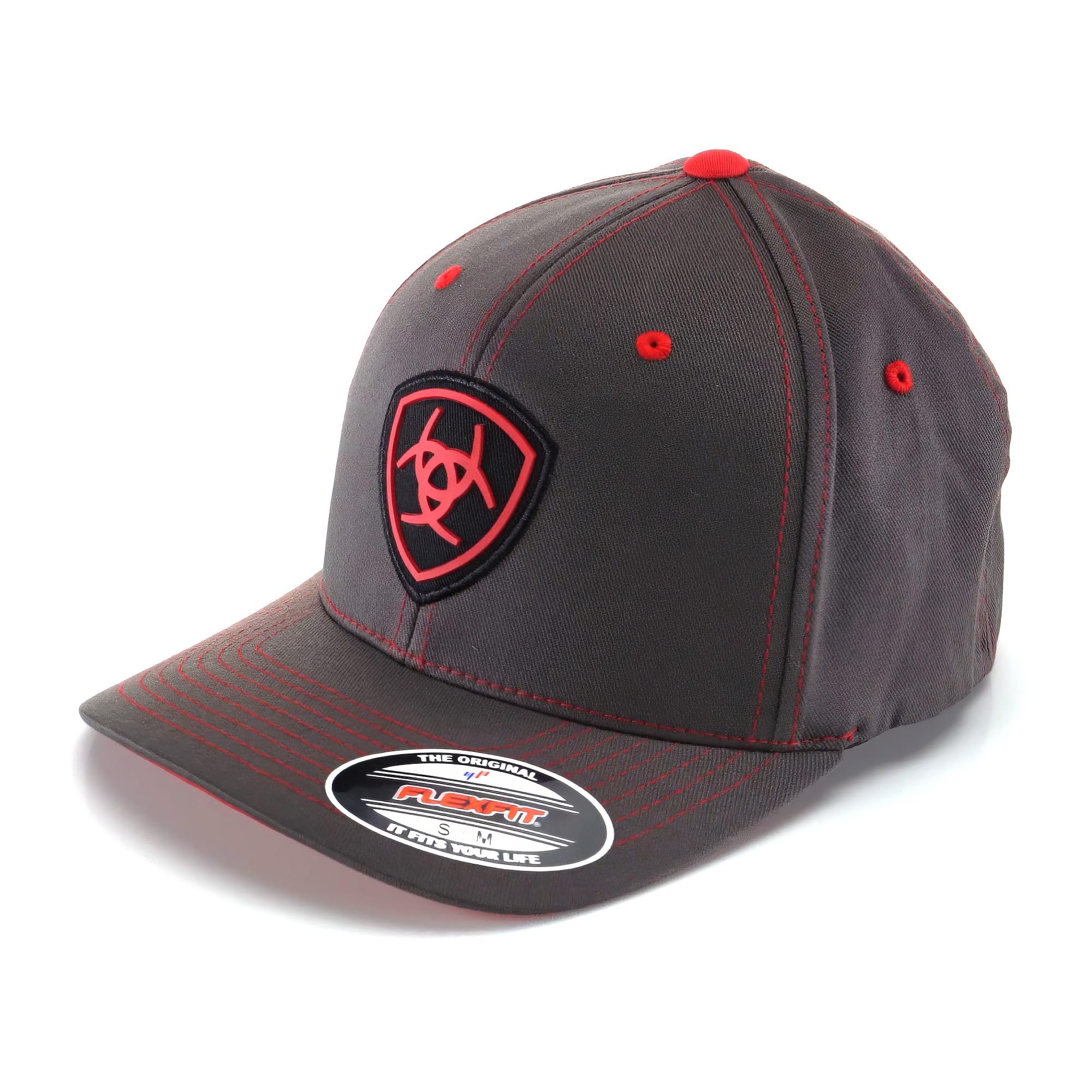 Ariat Men's Gray Red Flex Fit Hat