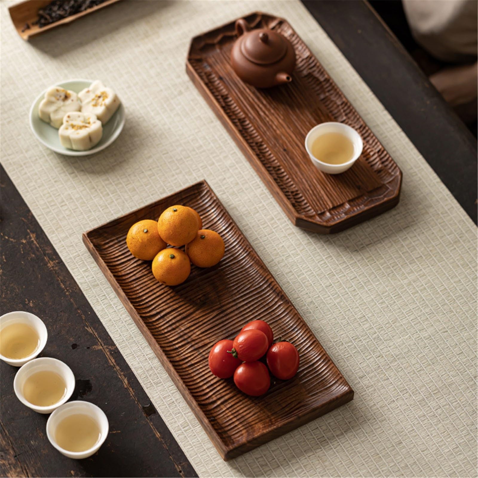 Amazon｜トレー 木製 お盆 トレイ ヴィンテージ木製ティーテーブル乾燥