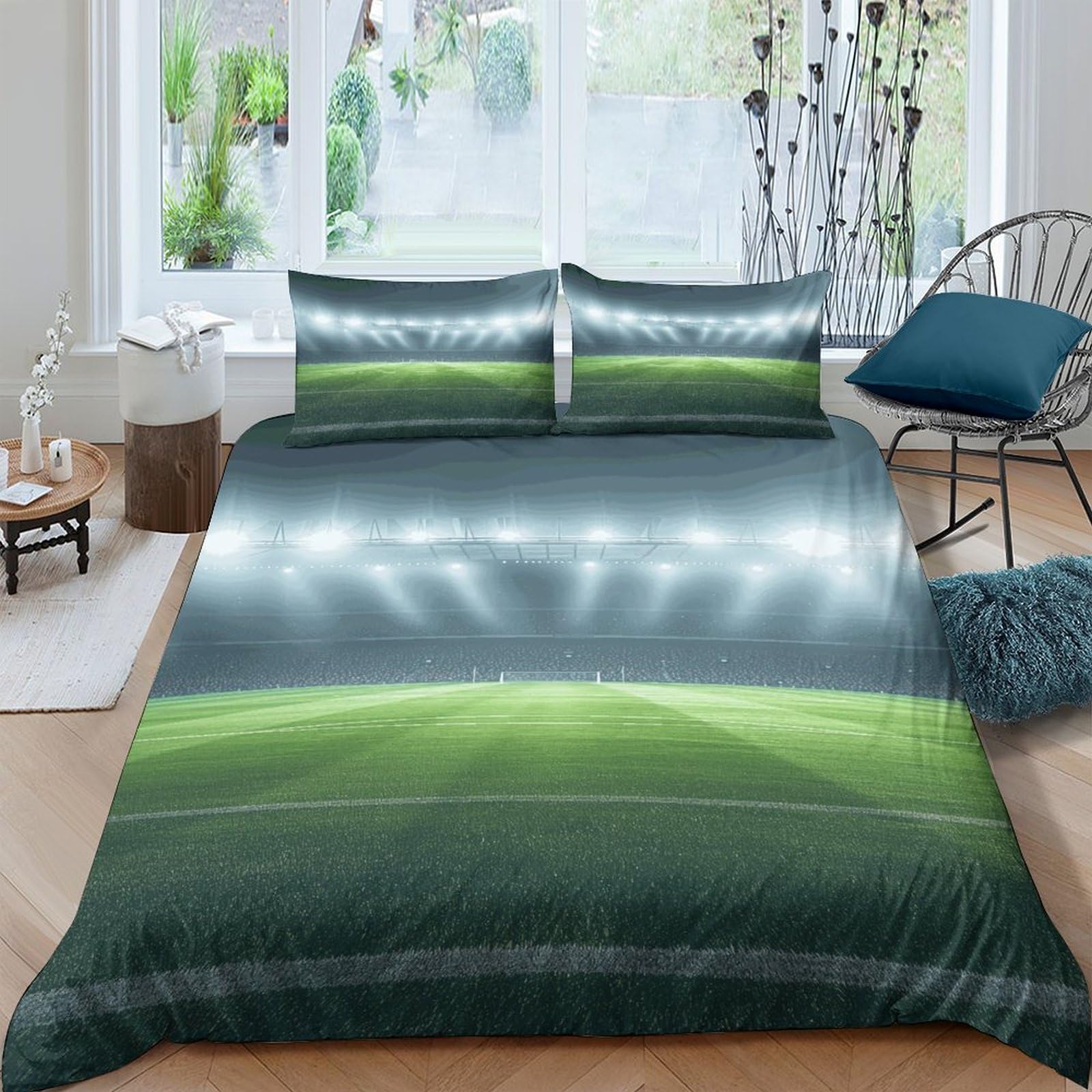Literie enfants football 3D housse de couette 220x240 microfibre lit double