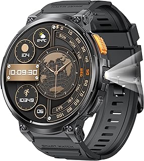 スマートウォッチ【2026究極新設計 1.85インチ超大画面 丸型 軍用規格 懐中電灯】腕時計 メンズ 老眼の人に最適 730超長持ちバッテリー iPhone アンドロイド対応 smart watch Bluetooth5.3通話 時間設定 HDパンダガラス 耐衝撃 IP68防水 スポーツウォッチ メッセージ通知 文字盤自由設定 100+運動モード GPS運動記録 歩数計 腕上げ点灯 日本語説明書