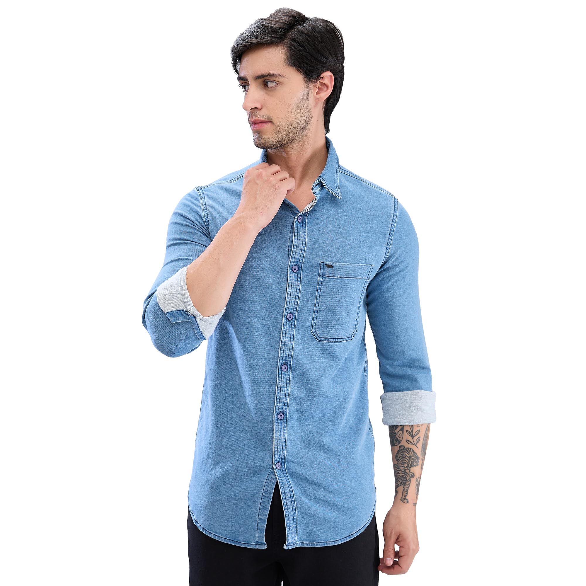 spykar Men's Cotton Slim Fit Full Sleeve Shirts-picture-40