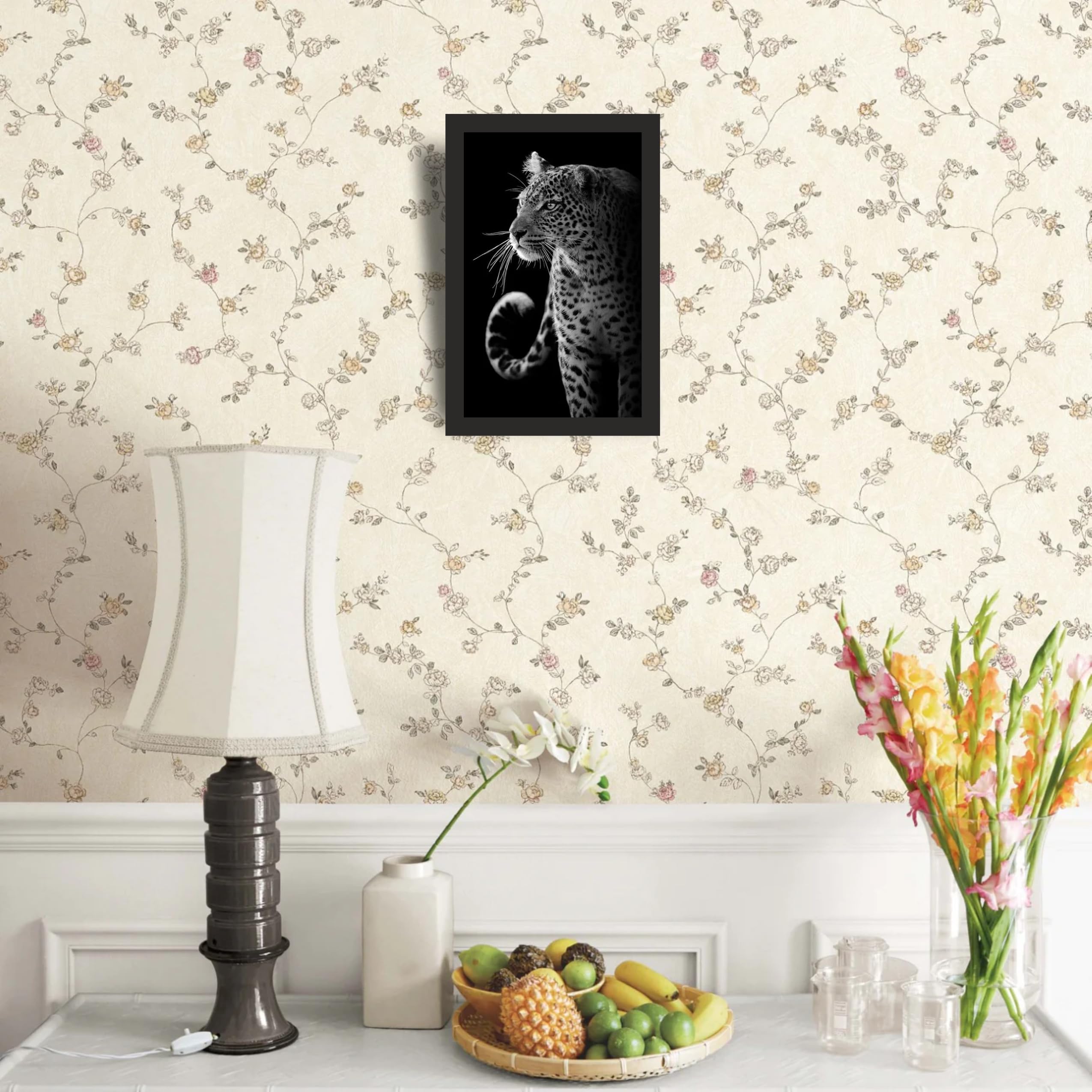 Black and White Leopard Wall Art Frame 12x18 Inch