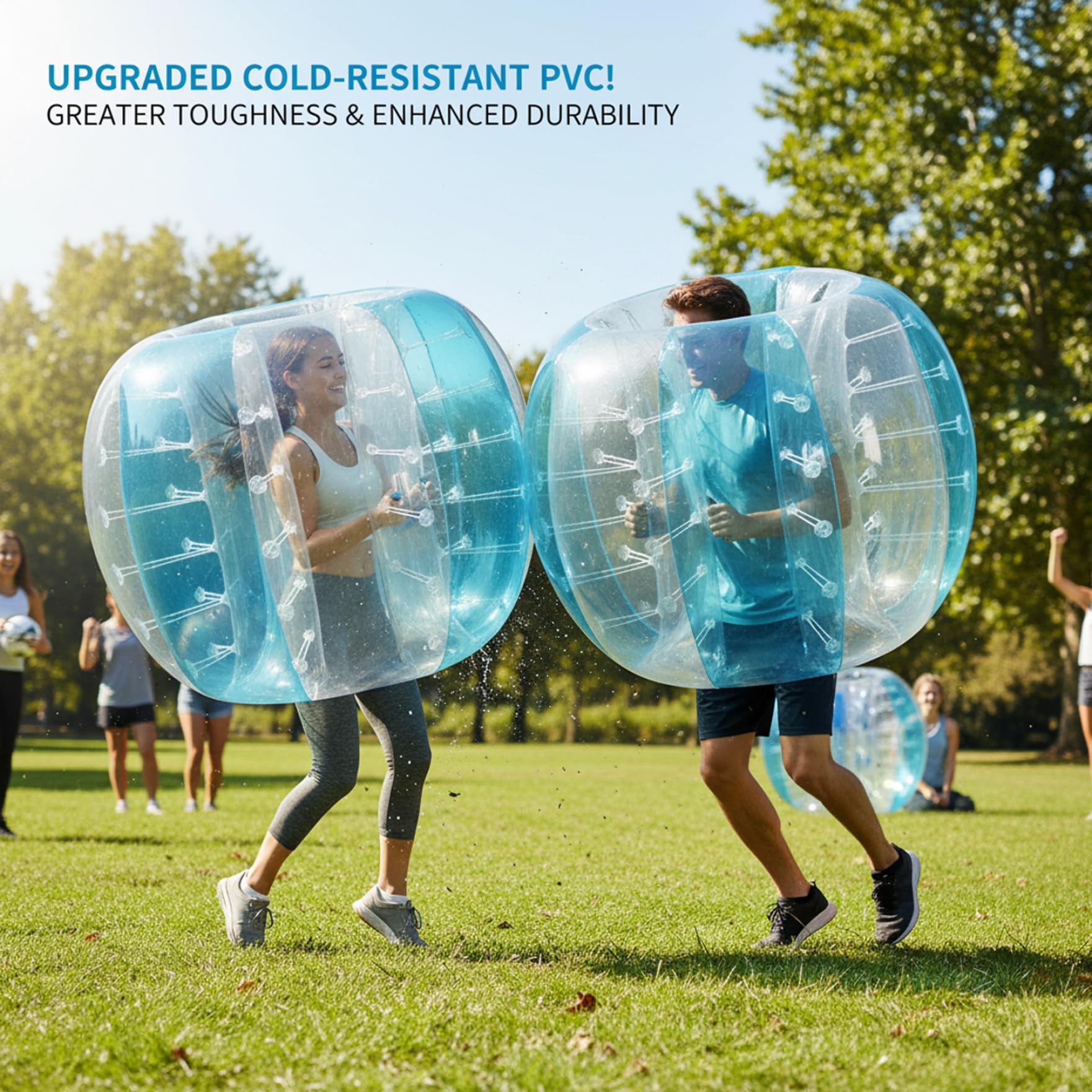 Bubble Ball, Bumper Balls für Kinder und Erwachsene – 120 cm großer, transparenter, aufblasbarer Bubble Ball für Outdoor-Spaß, Parks, Strand und Partys (blau)