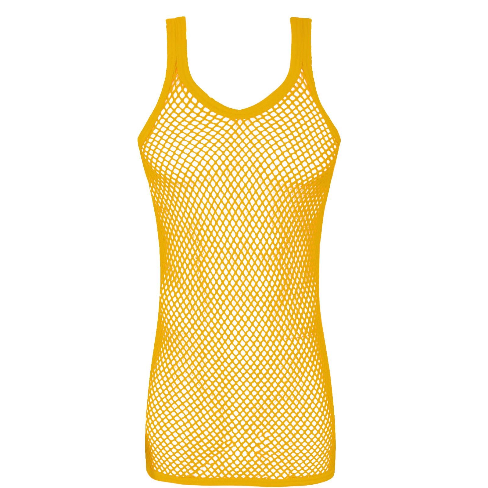 Knwer Clothing Men's Yellow String Mesh Vest Fishnet Cotton Gym Muscle Training Tank Rasta Tops Shirt[,Xl]