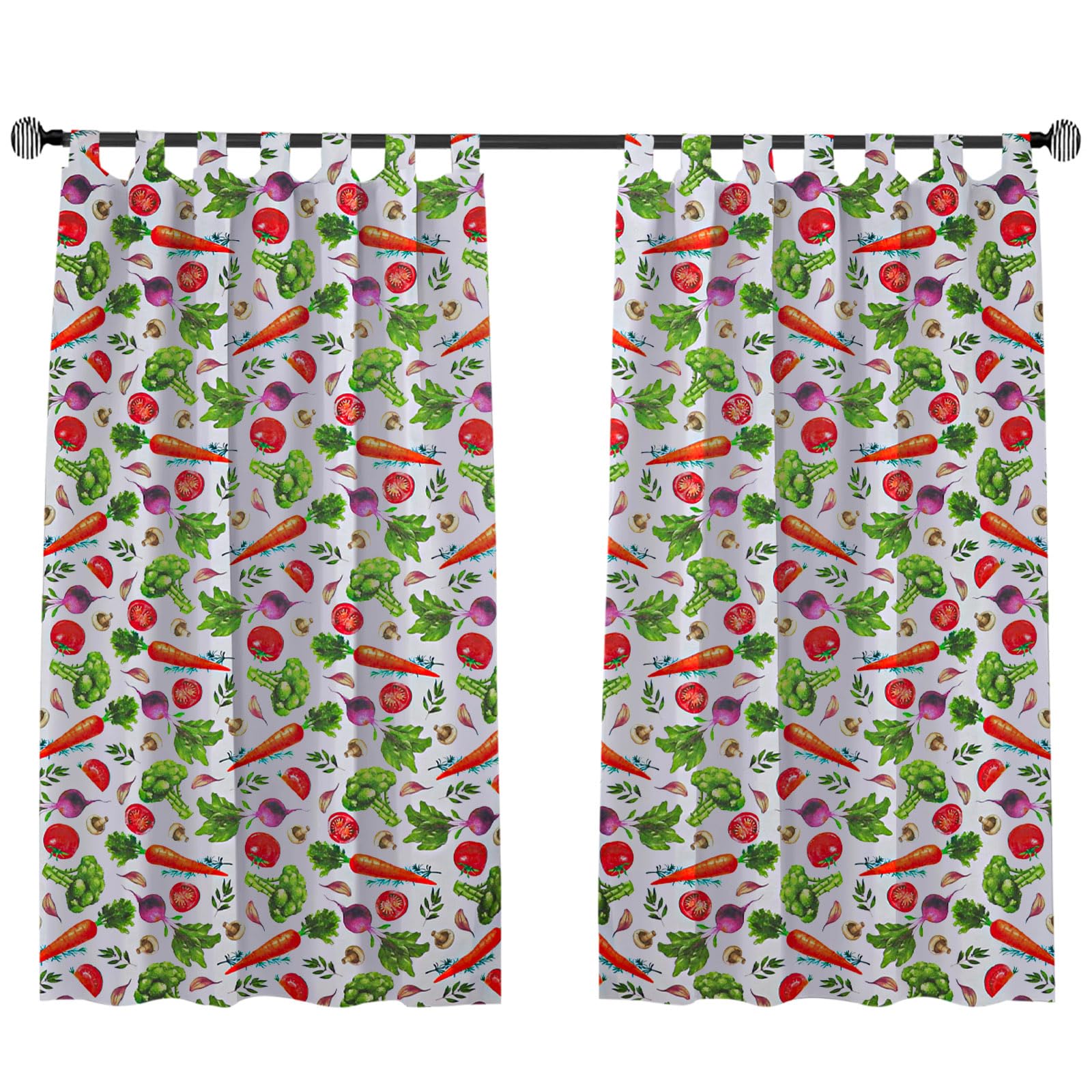 various Cortina Cocina de Estilo Verduras 90 x 145cm,Tela Opaca Máxima Privacidad para Comedor,50% Algodón 50% Poliester 2 Paneles