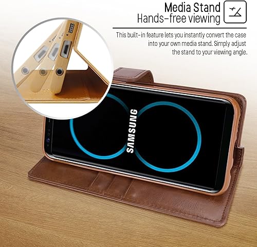 Miniatura 5 de GOOSPERY Bluemoon - Funda tipo cartera para Samsung Galaxy S9 Plus (2018) con soporte de cuero (marrón)