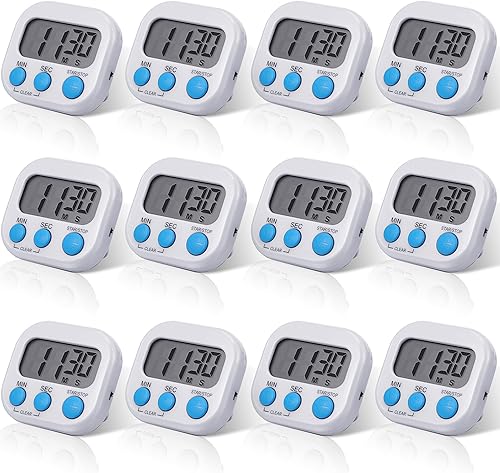 Weewooday Temporizador magnético de cocina digital de 12 piezas, temporizador de cuenta regresiva para el aula, temporizador de cuenta regresiva de