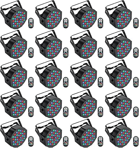 UKing - Luces de escenario, 20 paquetes de 36 LED RGB LED Par, luces de fiesta de DJ de 7 canales con control remoto y controlador DMX activadas por