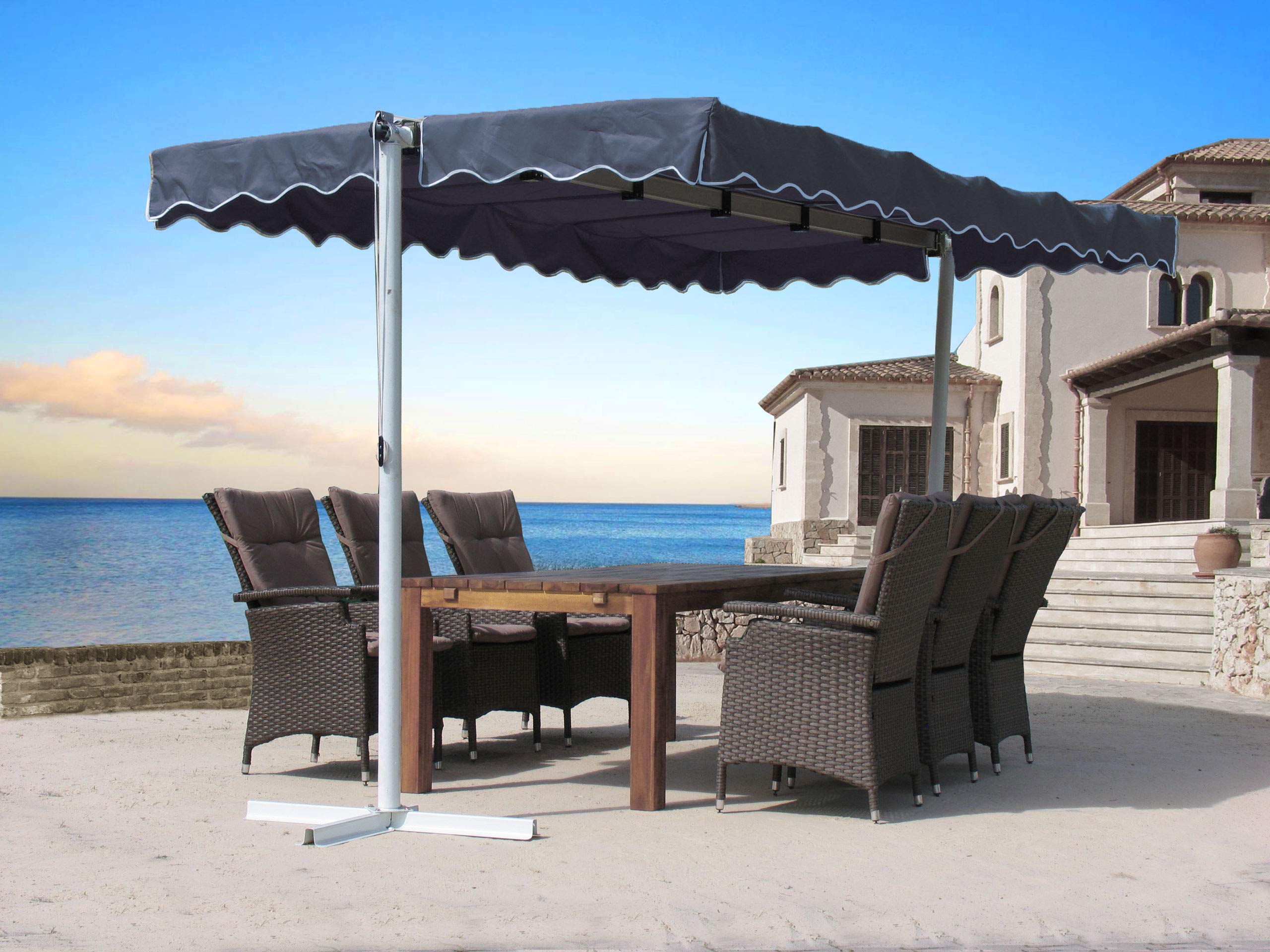 QUICK STAR Ersatzdach Standmarkise Dubai Markise Grau 375 x 225 cm