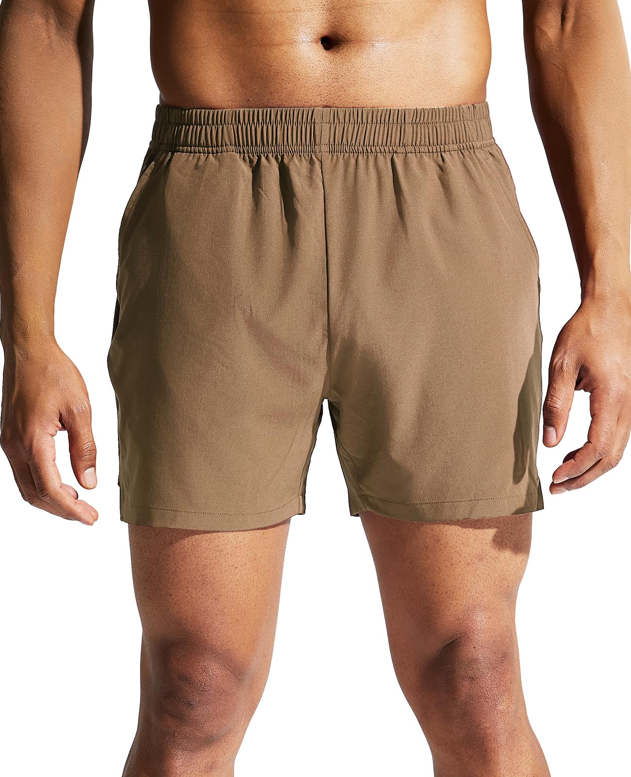 MIER Mens 5 Inch Running Athletic Shorts with Pockets Quick Dry Lightweight Gym Workout Shorts Elastic Waist