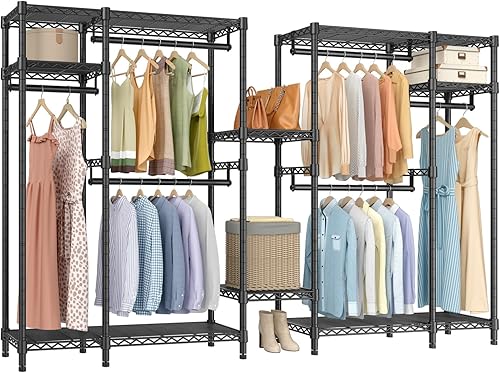 VIPEK V22 - Perchero extra grande para ropa, portátil, con 6 barras para colgar y 8 estantes, 104.5 pulgadas de largo x 16.5 pulgadas de ancho x