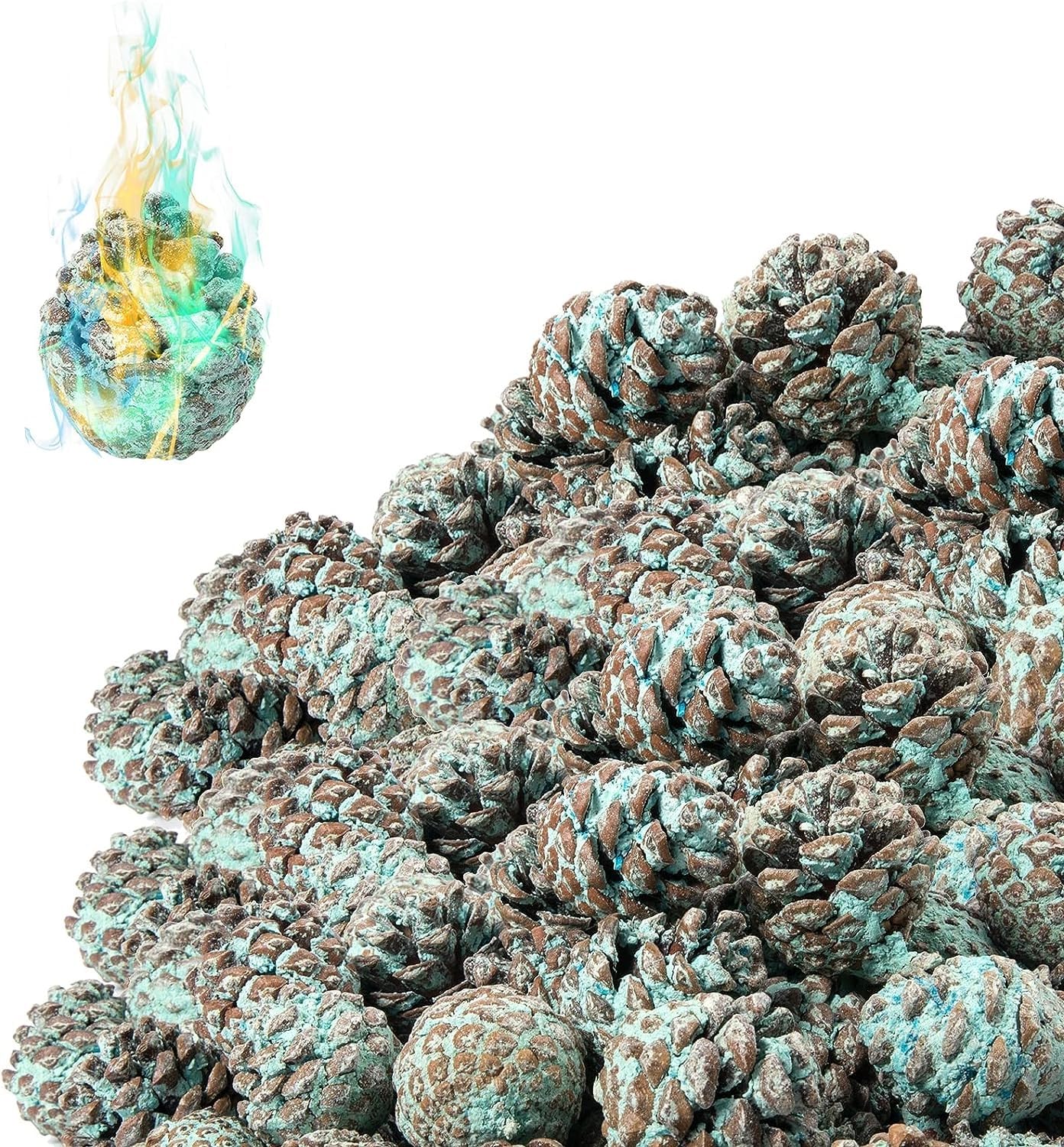 Biggun 80 Pcs Flame Color Changing Pine Cones- Burning Fireplace Pinecones with Magical Blue-Green Flames for Fireplace Holidays Fire Pit Wood Stove Campfire Color Changing…