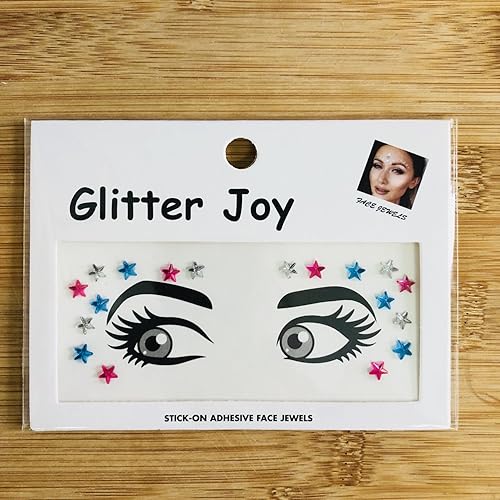 Miniatura 2 de Esquinas de ojos - Joyas para la cara, blanco, rojo, azul, estrella del 4 de julio, gemas para la cara, decoraciones de tatuajes, calcomanías de