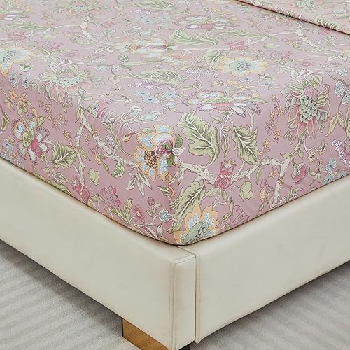 Miniatura 5 de URBONUR Juego de sábanas rosas florales tamaño King 4 piezas 100% algodón percal para cama King sábanas vintage desgastadas flores sábanas King