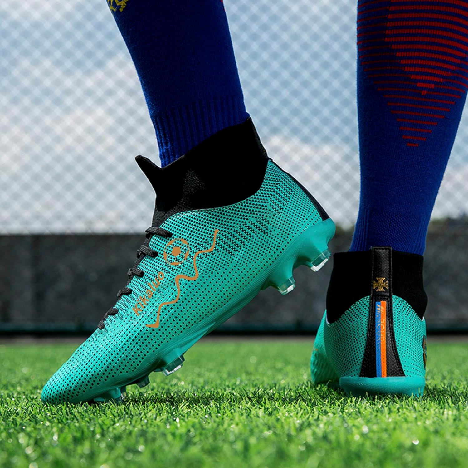 Men's Soccer Cleats Football Shoes High-Tops Lace-Up Non-Slip Spikes Outdoor Sports - Image 4