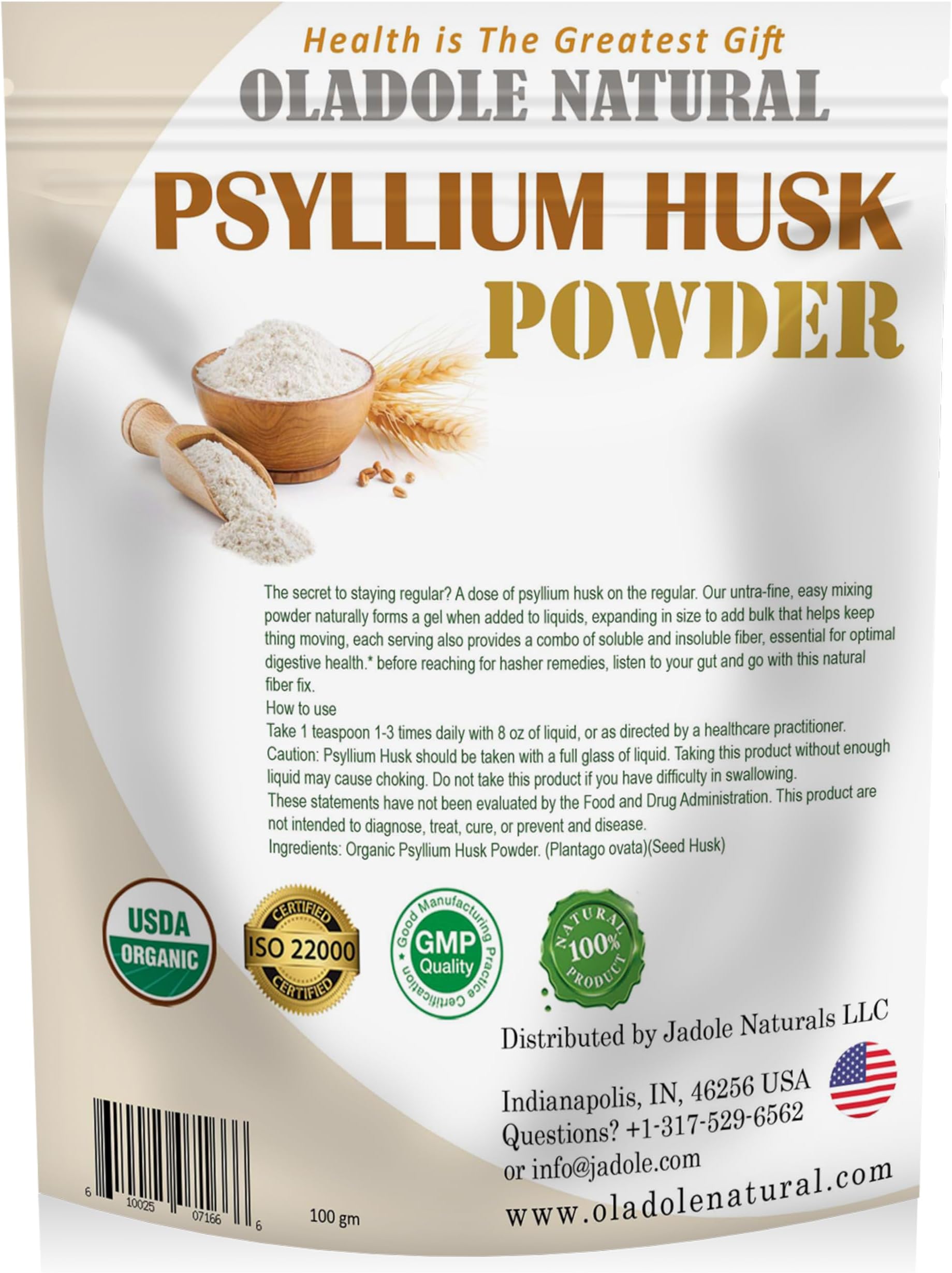 Oladole Natural Psyllium Husk Powder- 300g | High Fiber For Digestive Health, Help Lower Cholesterol, Manage Weight Management, Heart Health & Colon Cleansing | Non- GMO, Gluten Free