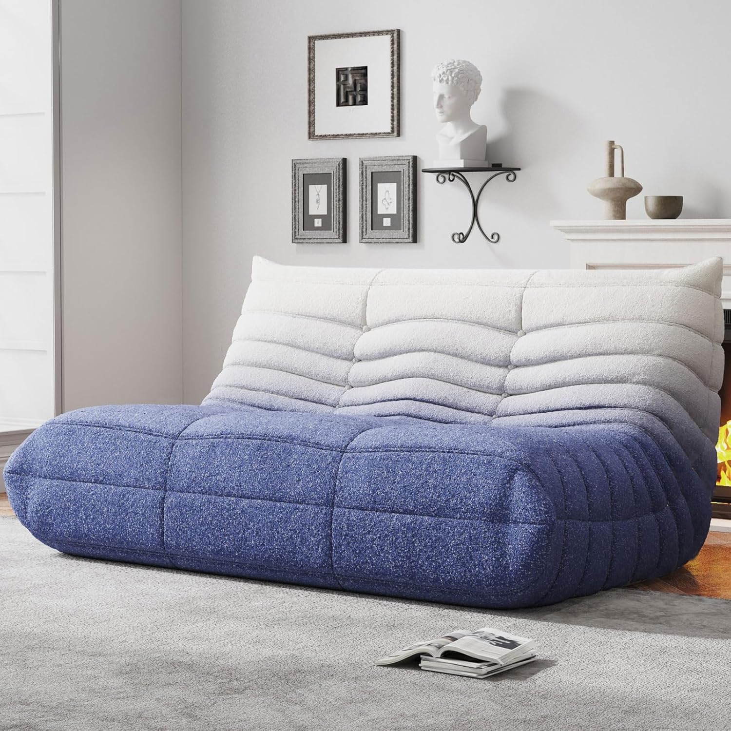 Memory Foam Bean Bag Chair for Adults, Teddy Material Beanbag Sofa with Filler, Cozy Floor Lounge Seat for Living Room, Bedroom, Dorm, Office (Green)