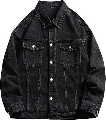 Men Button Slim Denim Jacket Slim Fit Casual Lapel Cowboy Coat Washed Classic Trucker Jean Jackets