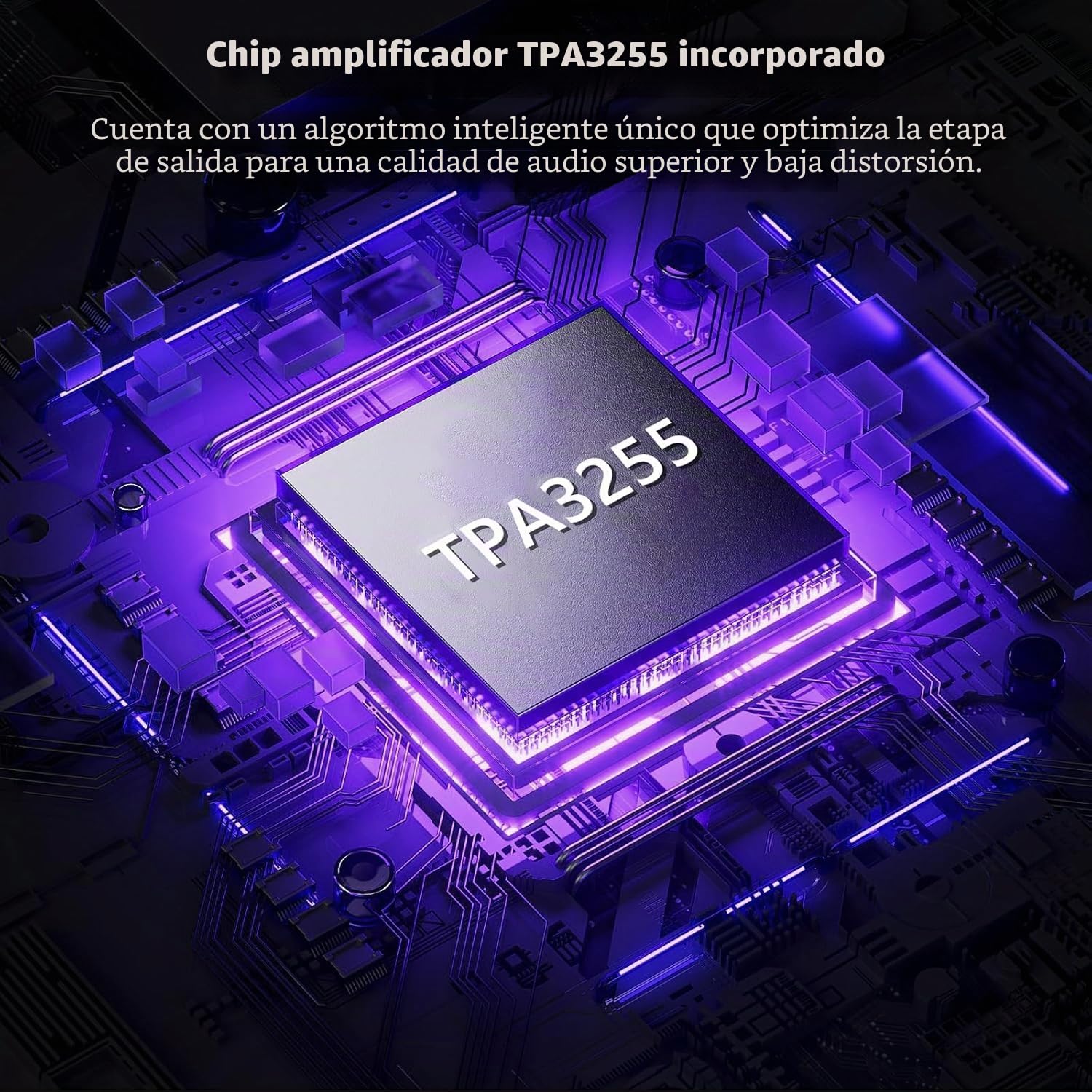 Amplificador Audio, Mini Amplificador HiFi 600W Estéreo Bluetooth 5.4 Clase D Estéreo 2 Canales, Chip TPA3255 Ajuste de Graves y Agudos