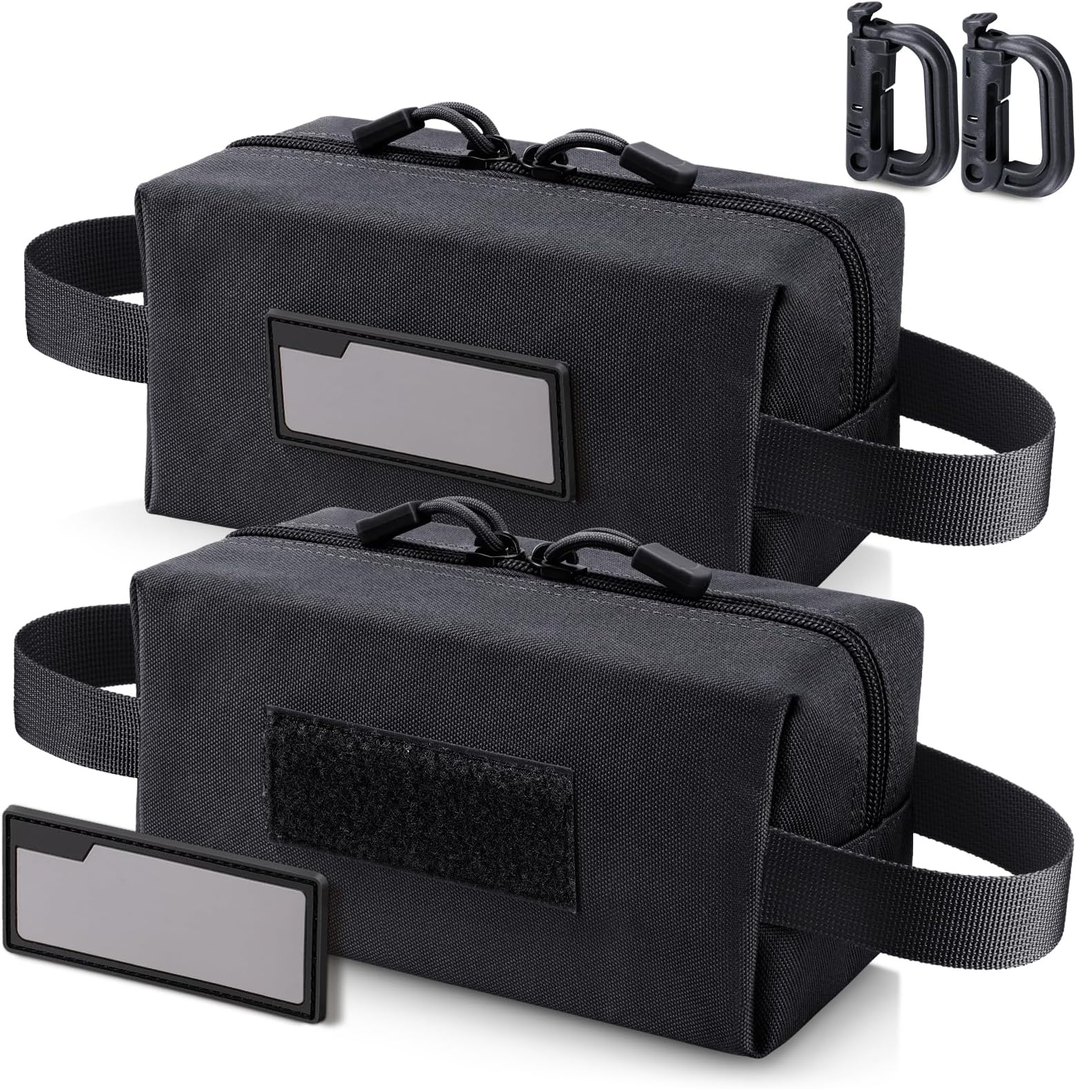 LIVANS Tactical Ammo Storage Pouch for Bullet 2-Pack Canvas Zipper Pouch Small Tool Bag Multi-Purpose Storage Organizer with ID Patch