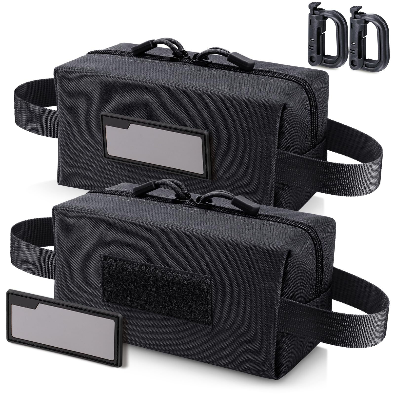 Tactical Ammo Storage Pouch for Bullet 2-Pack Canvas Zipper Pouch Small Tool Bag Multi-Purpose Storage Organizer with ID Patch