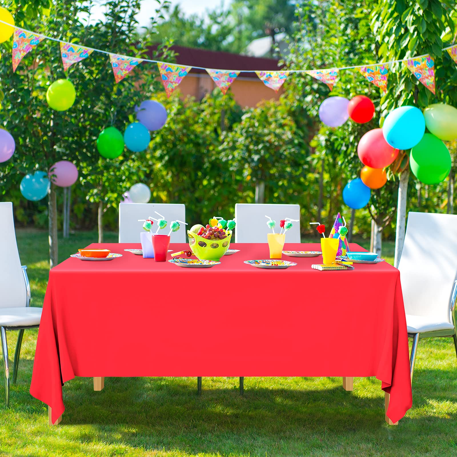 3 Tovaglie In Plastica Rossa 137x274 Cm - Impermeabili Per Feste E Picnic - Foto 11