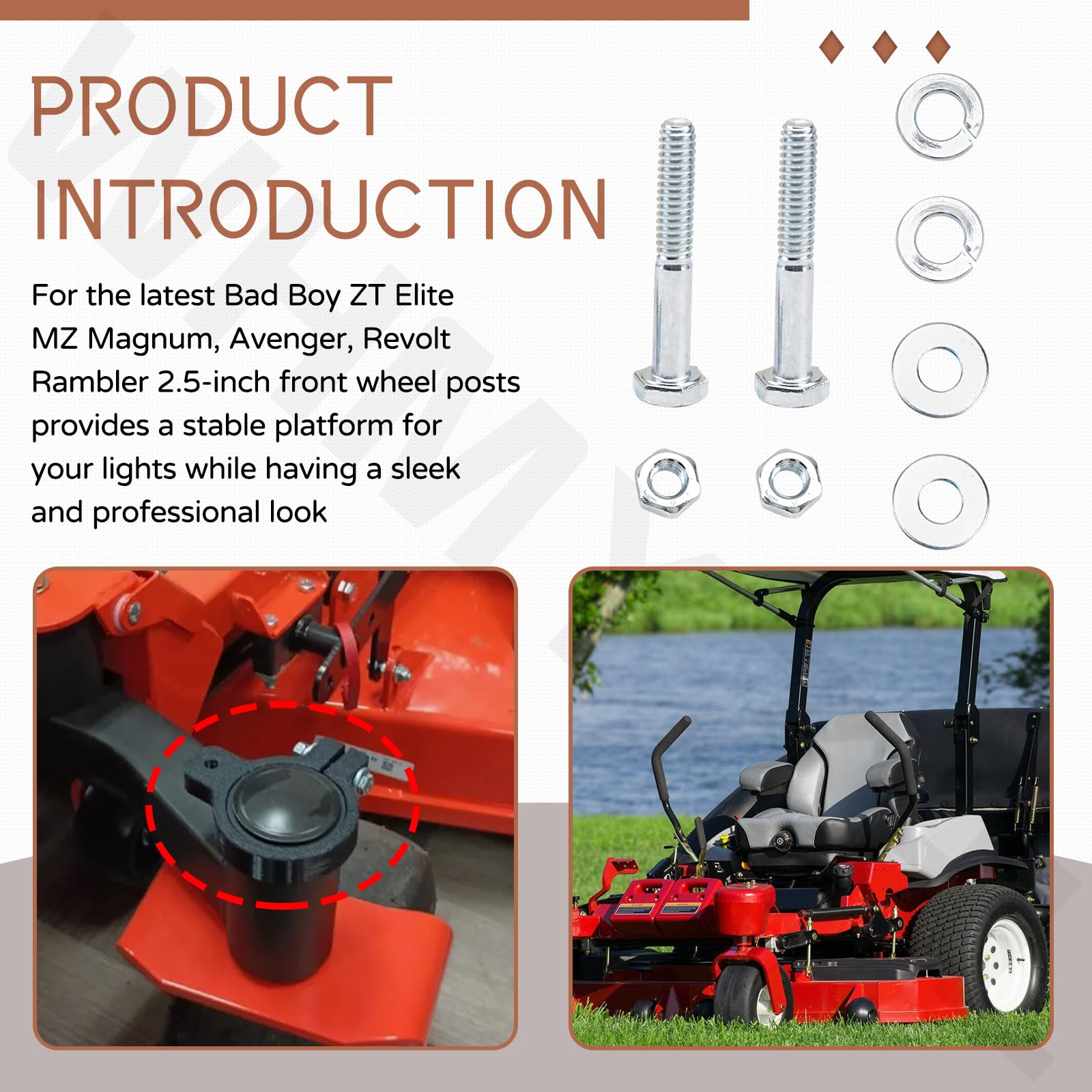 Soportes para cortacésped para Bad Boy ZT Elite, Stihl RZ Zero Turn, Snapper 360Z Mower faro delantero