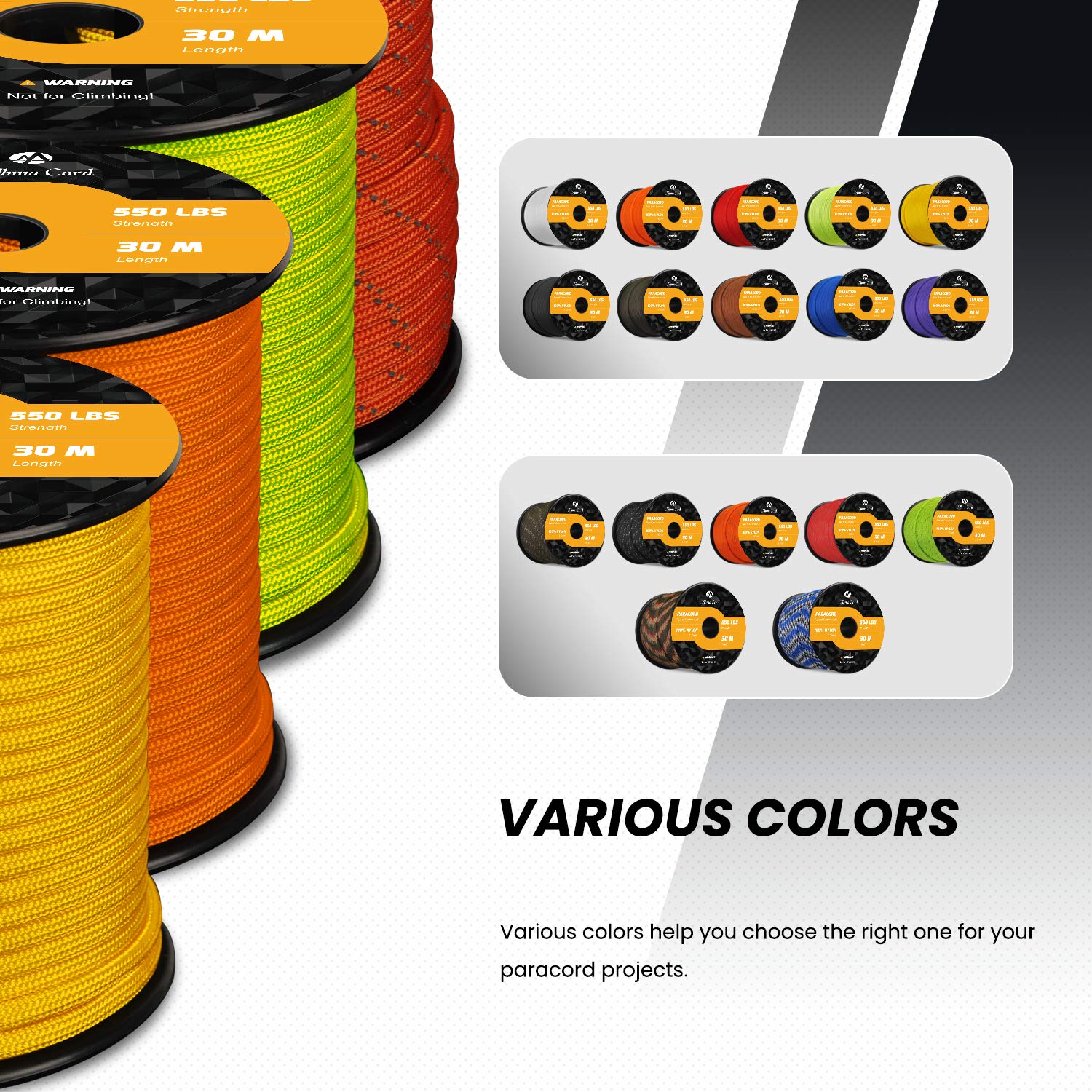 Buy Abma Cord 550 Paracord 7 Inner Strands 100 Nylon Parachute Cord 550lb Breaking Strength