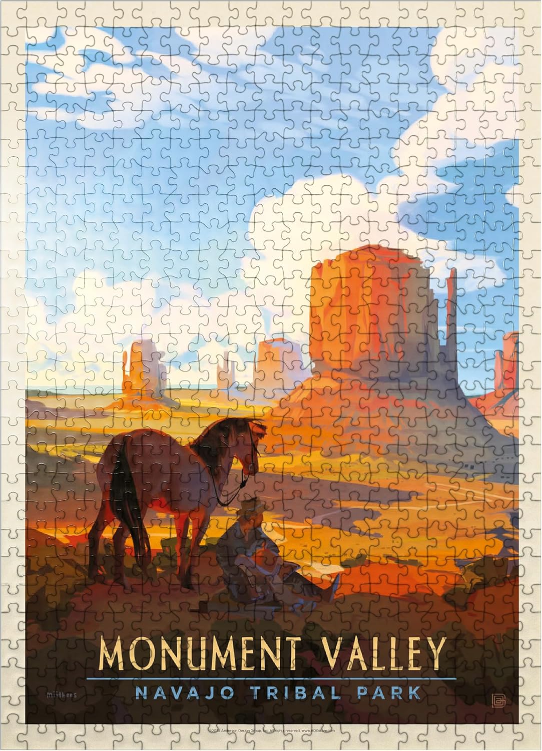 MyPuzzle Monument Valley Navajo Tribal Park: Magical Moment, Vintage Poster - Premium 500 Piece Jigsaw Puzzle for Adults
