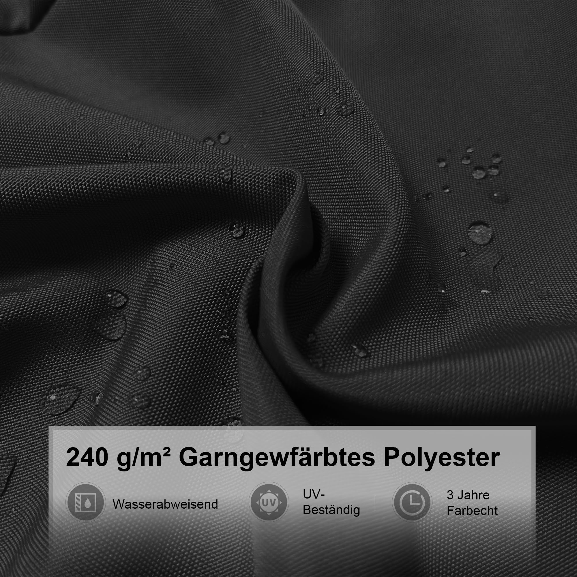 PURPLE LEAF Sonnenschirm 365 × 365 cm Doppeldach Groß 360° Rotation, Grau | UV 50+ Polyester, Stabiler Alurahme Ampelschirm, 360° Drehung Flexible Beschattung, Einfache Aluguss-Griff, Terrasse