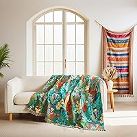 Vista 19 de Cobija para cama de estilo bohemio, 100 % algodón, ultra suave, edredón rústico, cobija de otoño, estampado floral, decoración de granja, cobija