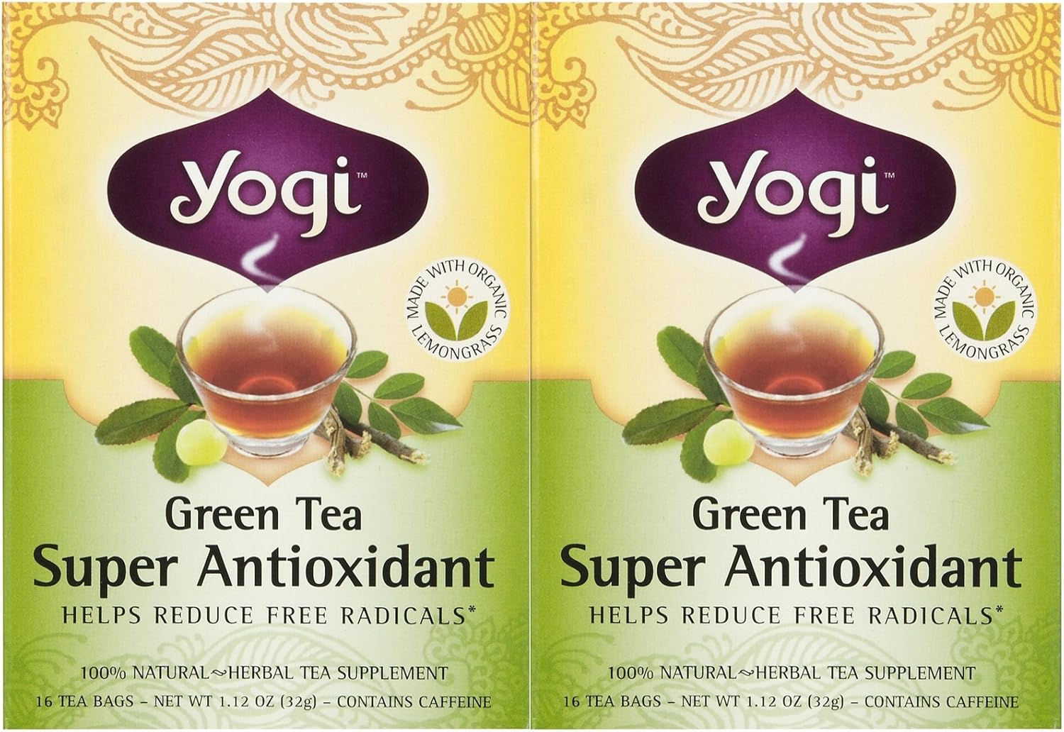 Pack of 2 x Yogi Tea Green Tea Super Antioxidant 16 Tea Bags Amazon