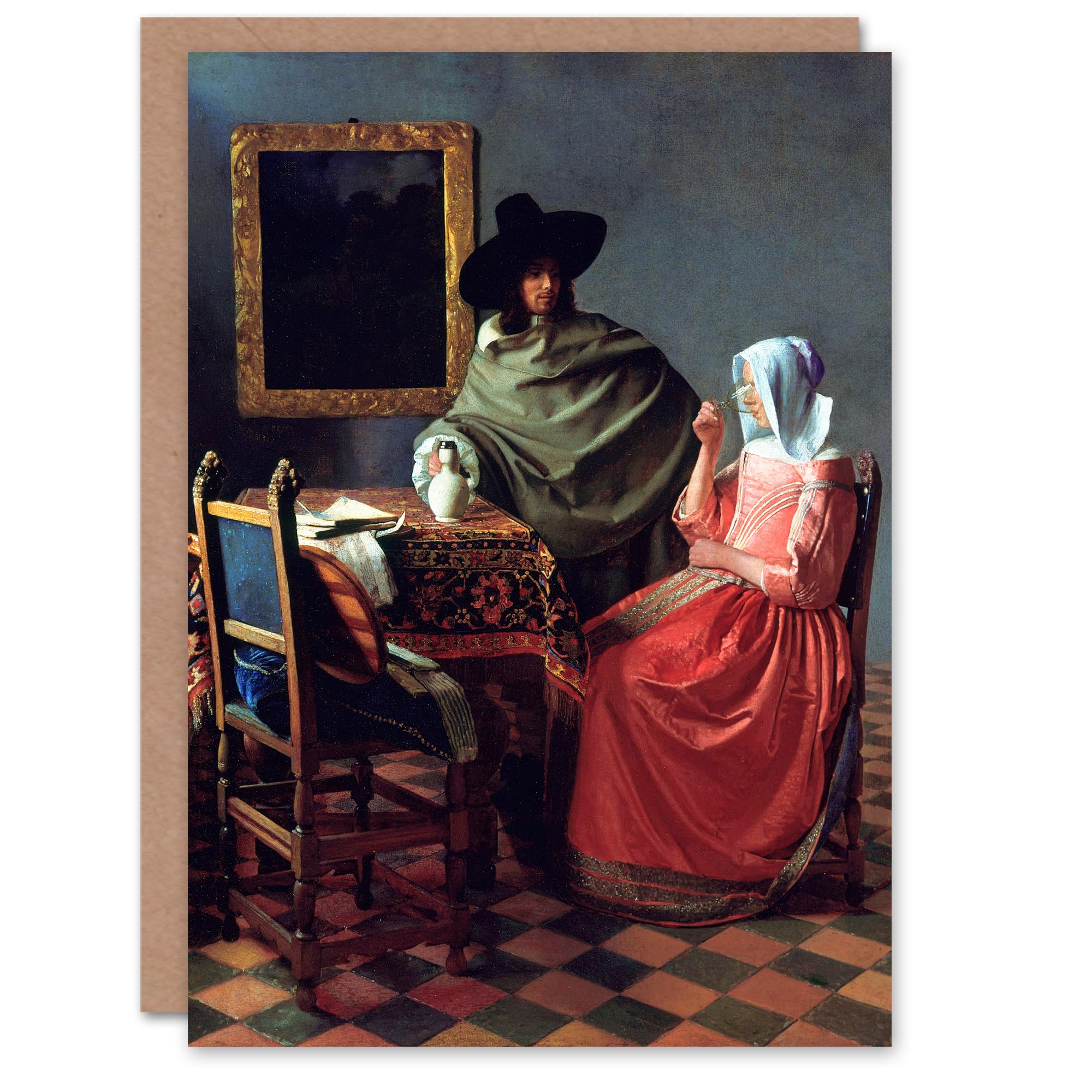 Artery8 Johannes Vermeer Art Card The Wine Glass Cropped Painting